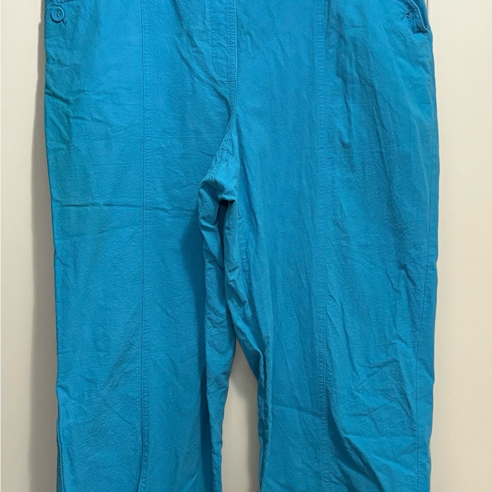 Alfred Dunner Teal Cotton Pants - Picture 2 of 9
